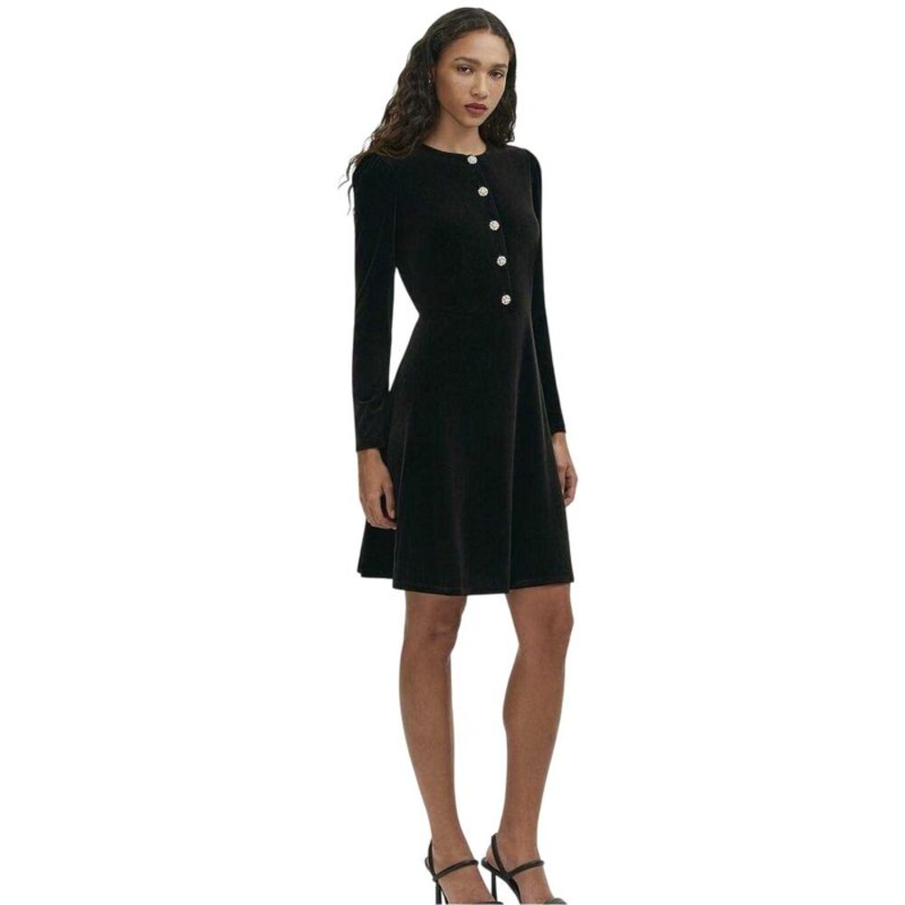 Finery Womens/Ladies Rae Velvet Jewel Collared Dress / Black